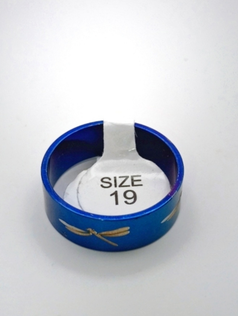 Blue Dragonfly Ring Stainless Steel Band US 9.5 Metallic Statement Cute - Picture 2 of 2